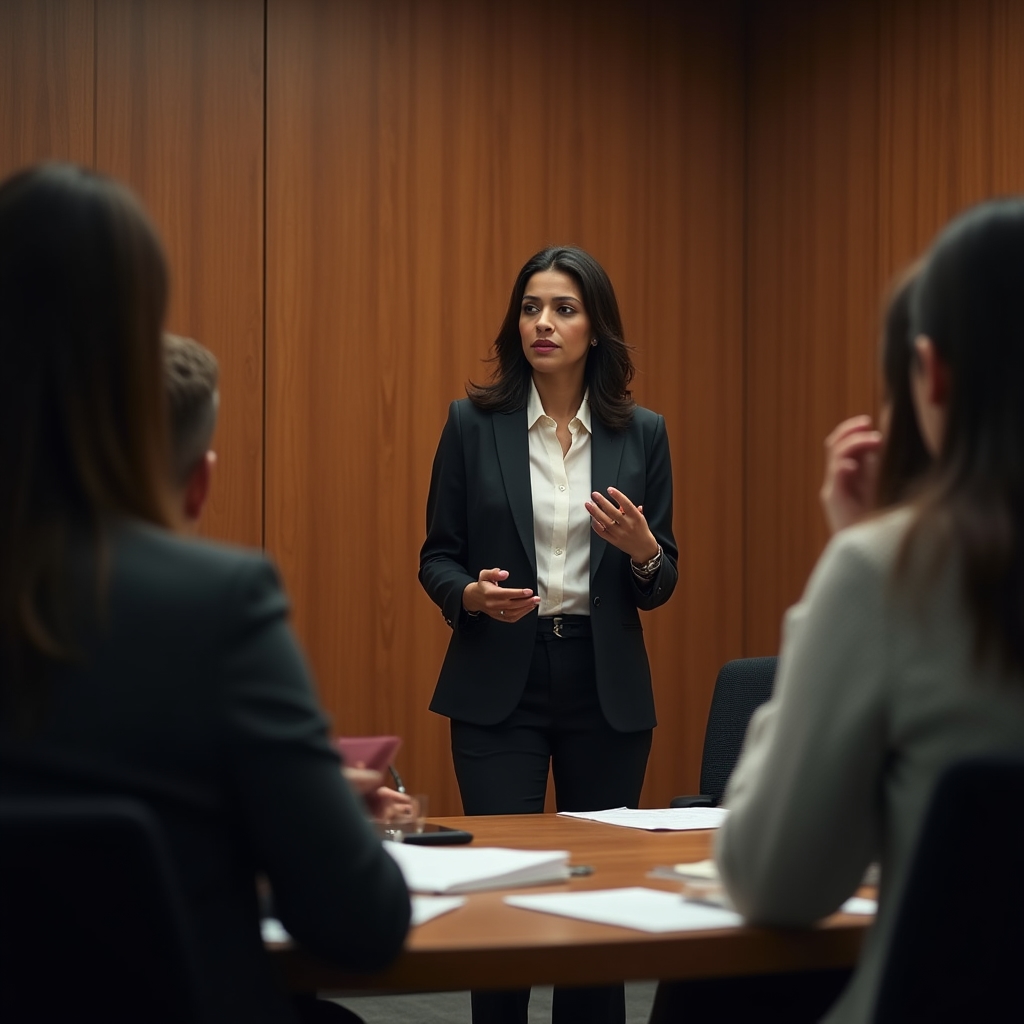 Instructor speaking to a small seated audience during a workplace wellness discussion panel
