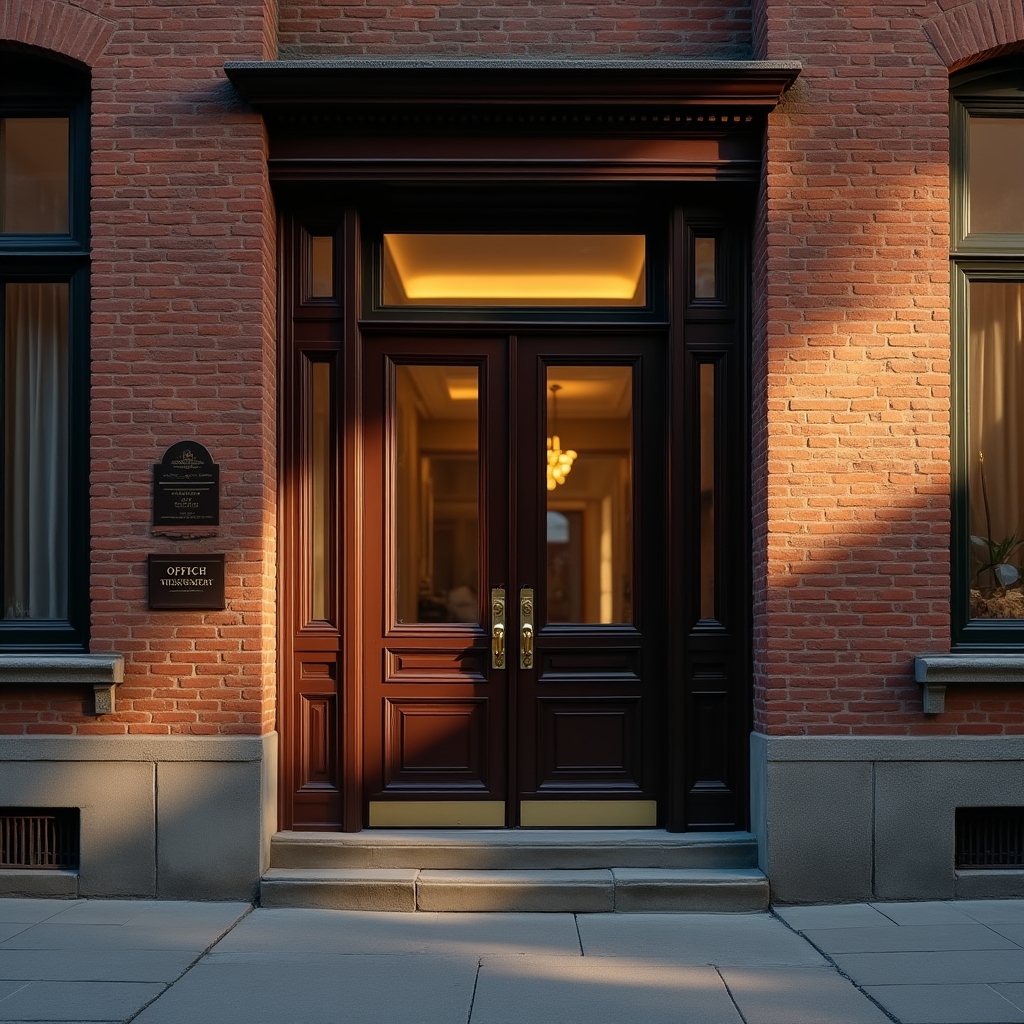 Entrance to a wood-paneled Philadelphia office building where course content is recorded